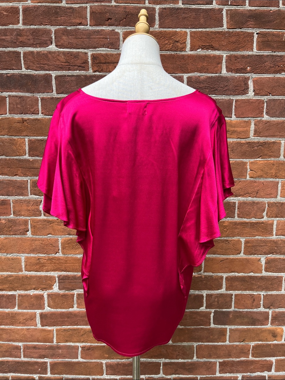Nation LTD Satin Flutter Sleeve Blouse - Fuchsia - Picture 3 of 7